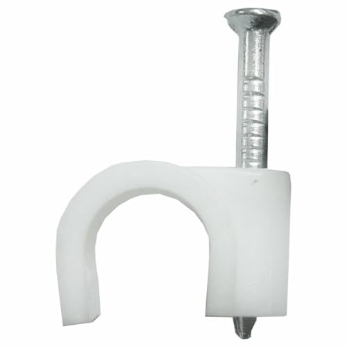 Grapa - cable de manguera blanca de 8 mm, 100 unidades, ideal para fijar y asegurar cables en instalaciones eléctricas.