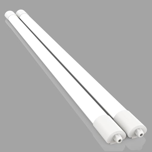 Amdelne 2pcs Led Feuchtraumleuchte 150CM, 45W 4500lumen Kaltlweiß 4000k, Led Werkstatt Deckenleuchte IP65 Wasserfest Feuchtraumlampe, Weiß Als Wohnzimmerlampe, Kellerlampe, Garagenlampe BüRo