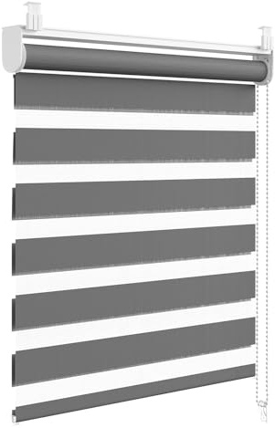WOLTU Tenda a Rullo Giorno e Notte senza Foratura, 40x130 cm, Grigio Scuro