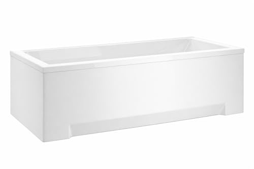 roe furniture Acryl Badewanne 180x80 cm – Badewanne Rechteck mit Rahmen, Frontplatte & Seitenwand – Rutschfest & Antibakteriell, Einbauwanne Weiß