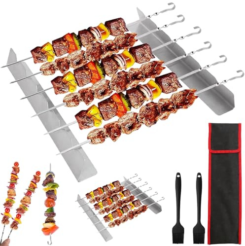 Grillspieße Edelstahl, Grillspieße, Fleischspieße, Grill-Zubehör, Gasgrill BBQ 30 cm x 3,5 cm x 4,5 cm