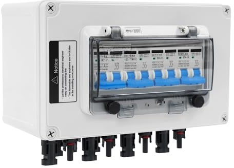 Überspannungsschutz PV, Solar Überspannungsschutz DC Trennschalter PV Anlage 4 String (4 in 4 Out) 30A Solar Combiner Box für Solarmodule
