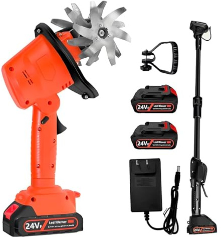 Motozappa Elettrica a Batteria 24V, Elettrozappa da Giardino con 2 Batterie 1.5Ah, 235RPM, Larghezza di Lavoro 10cm, 4 Lame in Acciaio, per Orto, Aiuole e Coltivazione del Terreno