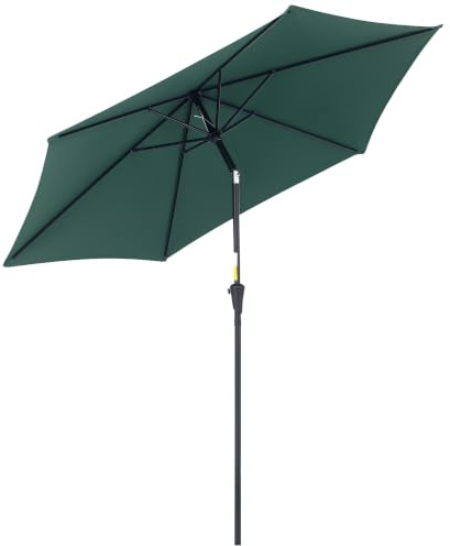 Outsunny Sonnenschirm Knickschirm mit Handkurbel 2,6 x 2,35 m | Marktschirm, Gartenschirm, Alu, 180/㎡ Polyester