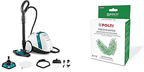 Polti Vaporetto Smart 100_T Limpiador a vapor, autonomía ilimitada con carga continua, 9 accesorios + Polti Frescovapor Desodorante para ambientes y captura olores, 2 frascos de 200 ml, plástico