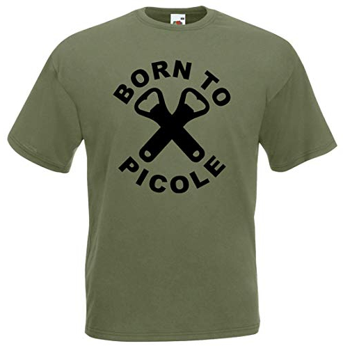 TOUTISHIRT T-Shirt Born to Picole - Humour Alcoolique Bistrot Bière Décapsuleur Whisky Pastis (M)