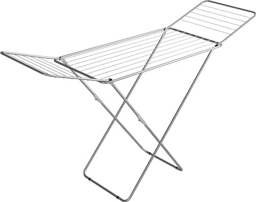 House Collection Stendibiancheria da Pavimento 18m, Stendino con Piedi Antiscivolo, Spazio Stenditura 18 m, Nero, Acciaio, 180x55x93 cm, metallo, per interni18mt