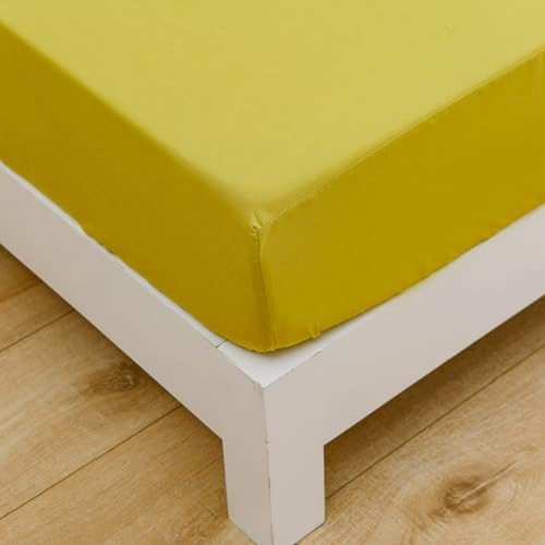Chickwing Spannbettlaken 90x200cm Senfgelb Spannbetttücher, Spannbetttuch aus Mikrofaser, Passt auf Matratzen bis 30 cm Hohe