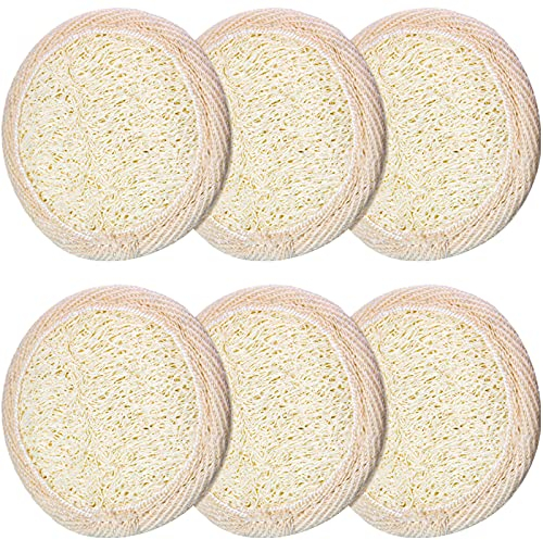 Tatuo 6 Stücke Peeling Luffa Pad Gesicht Körperwäscher Rundes Bad Dusche Luffa Schwamm Pad Reinigung Schwamm Bürste Haut Peeling Badeschwamm für Männer Frauen Dusche Bad und Spa