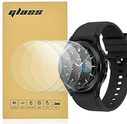 Totill 4-Pack for Samsung Gear Watch 4 Classic Tempered Screen Protector, Shockproof Scratchproof 99.99% HD Clarity 9H Hardness Premium Quality Guard Film for Watch 4 Smart Watch Tempered Glass 46mm