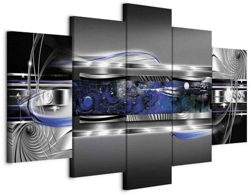 murando Acoustic Canvas Wall Art Abstract picture with acoustic foam sound absorption print image Artwork 5 pcs room acoustics soundproofing Effect 3D silver