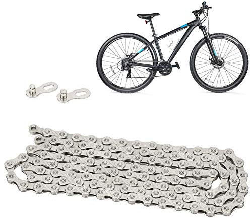 Fahrradkette, Stahl, 10-Gang-Fahrradkette, Klappfahrradkette, Speed-Bike-Kette, F10, Mountainbike, Rennrad, Klappfahrradkette, Stahl, 10 Geschwindigkeiten, verstellbares Fahrradzubehör (Silber)