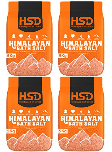 5kg Bath Salt Pack, Total Body Therapy, 100% Pure Premium Quality Bath Salt Traditional Bath soak, Easily dissolvable Grain, Vegan, All Natural Ingredients,nourishes Dry & Irritated Skin (Pack of 4)