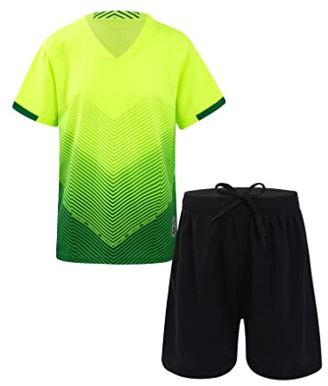 Yeahdor Jungen Sport Bekleidung Set Kurzarm Sport Tee Shirt mit Kurze Hose Sportanzuzg Fußball Kleidung Set Fitness Set Jogging Basketball