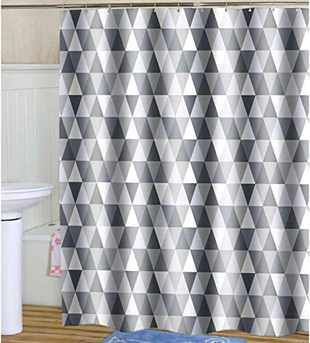 KAYAMU Duschvorhang 240x200 Dreieck, Wasserdicht Anti Schimmel Duschvorhänge 3D Geometrische Muster, Shower Curtains Waschbar mit 12 Ringe, Duschrollo für Badewanne, Dusche Badezimmer