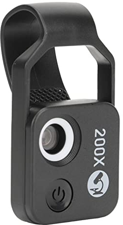 Microscopio de Teléfono con Lente CPL Luz LED, Universal 200X Mini Auto Focus Lente de Microscopio de Teléfono Móvil para Teléfono Inteligente (Negro)