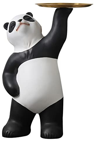 Mesita Auxiliar Salon Decoración de Estatuas Organizador Llaves, Mesitas de Noche Estatua Adornos de Panda Teléfono Cambio de Monedas Relojes y Bandejas Platos Mesa Auxiliar ( Color : Style A )