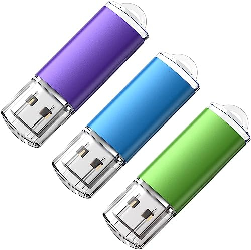 KOOTION 3 en 1 Memoria USB 128GB, USB 2.0 Pendrives Ligero y Práctico USB Stick Flash Drives Llave USB para Ordenador/TV/Coche/Player, Multi-Colores