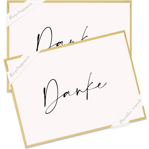 12 x Natürliche Dankeskarten aus recyceltem Karton mit Umschlägen (12 weiss)