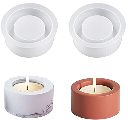 YEJAHY Lot de 2 bougeoirs en silicone, bougeoir en béton à un trou, moule de coulée, bougeoirs en ciment bricolage pour chandelier, décoration de la maison