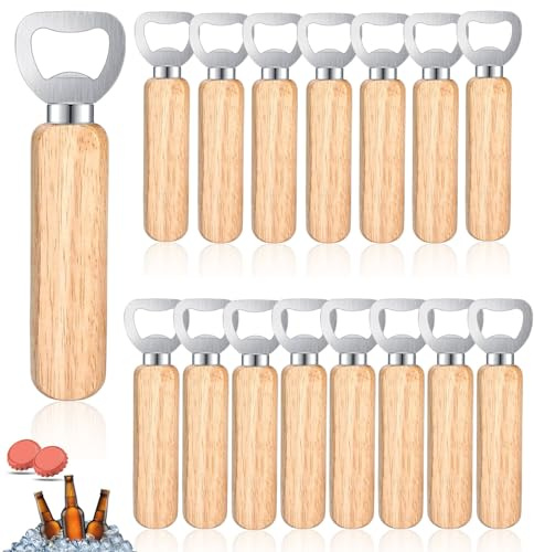 Flaschenöffner Holz, Holzgriff Bier Kronkorkenöffner, Tragbare Kapselheber, Personalisierter Bierflaschenöffner mit Holzgriff für Zuhause, Küche, Bar (16)