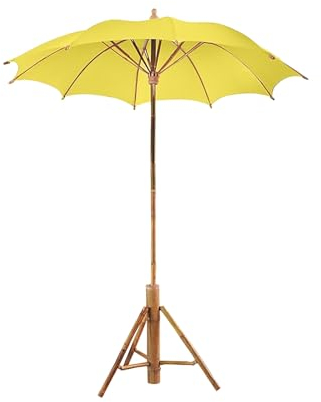 200cm Sonnenschirm Mit Ständer Sonnenschirm Balkon Uv Schutz Gartenschirm Mit 10 Rippen Strandschirm Windfest Stabil Balkonschirm Mit Tragetasche Für Balkon Garten Terrasse Strand ( Color : Yellow , S