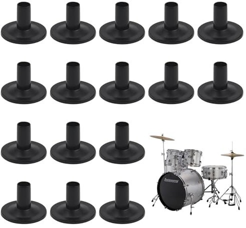 Kapokr Beckenhüllen 20-Teilige Beckenhülsen mit Stab, Beckenständer Hülsen, 3,7 x 2,6cm Beckenhalter Ersatzteile für Percussion-Instrumente -Langlebiger, Verschleißfester (Schwarz)