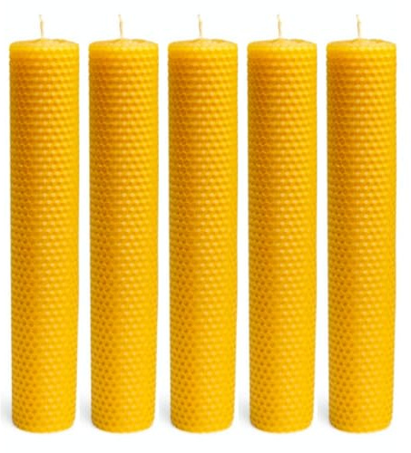 5er Set Bienenwachskerzen| Kerzen aus reinem Bienenwachs| Handgefertigte Wabenkerzen| Stumpenkerzen|Box mit natürlichem Bienenwachs kerze (Lange)