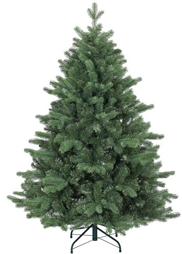 HOMCOM Albero di Natale 150 cm Artificiale con 847 Rami Ignifughi, Albero di Natale Realistico Pieghevole Design a Cerniera con Base in Metallo, Verde