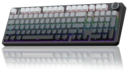AULA F99 Pro Wireless Mechanical Keyboard with Knob,Gasket Structure,Tri-Mode BT5.0/USB-C/2.4GHz Hot Swappable Keyboard,Creamy Sound,RGB Backlit PBT Keycaps Computer Gaming Keyboards