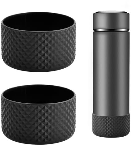 YILANJIN Tumbler Bottom Protector, 2 Pezzi Riutilizzabile Antiscivolo Bottiglia di Vetro Sottobicchiere Guaina, Multiuso Copertura Protettiva per Tazza, Bottiglia di Acqua Custodia per Tazza (Nero)