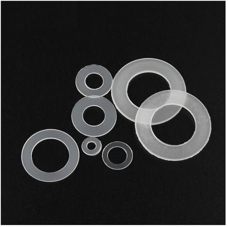 50/100 Stück 0,3/0,5/0,8 mm schwarz/weiß Kunststoff Nylon Ultradünne Unterlegscheibe Flachring Dichtung Unterlegscheibe Dichtung M2 M2,5 M3 M4 M5 M6 M8 M10(White,M2X5X0.3_50PCS)