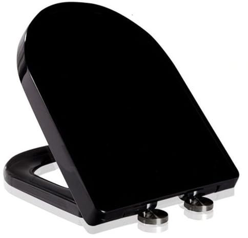 Giural Soft Close Toilet Seat, Quiet and Slow Close Lid and Seat, 360° Adjustable Hinge, Quick Release Hinges, D Shaped Toilet Seats, PP Toilet Seat, Easy to Install and Clean, 36x46cm,Black