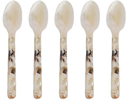 Guangcailun 5X Cuchara para Helado con Forma de Huevo de Caviar Cuchara Exquisita de nácar 5 Piezas Cucharas de nácar ABS Cucharas de Caviar de nácar, B