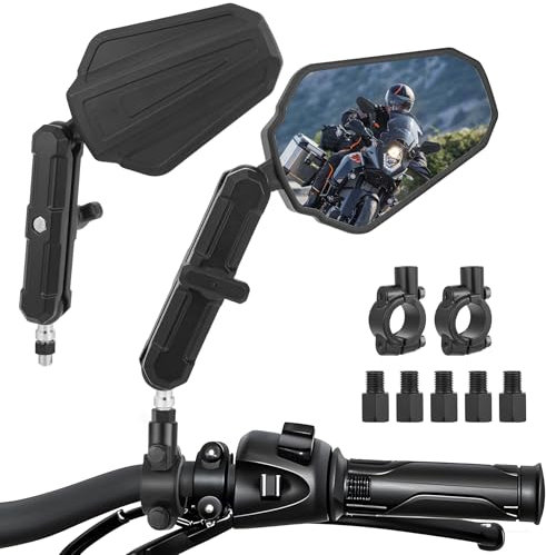 Heart Horse Motorcycle Mirrors, 7/8 Motorbike Handlebar Rearview Mirror with E mark M8/M10 Screws and 2 handlebar clamps, Foldable Side Mirror fit Pit Dirt bike Street Bike ATV Scooter Cruiser