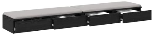 vidaXL Sänglådor Svart Ek 180 x 36,5 x 16,5 cm Konstruerat trä, Minimalistisk sovrumsinredning, stiligt förvaringsutrymme, hållbar träbox, platsbesparande design