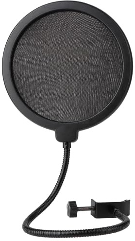 Professional Mic Windscreen,Pop Filter For Microphone,Dual Layered Wind Pop Screen With A Flexible 360 Degree Gooseneck Clip Stabilizing Arm,Compatible with Blue Yeti and any Other Microphone