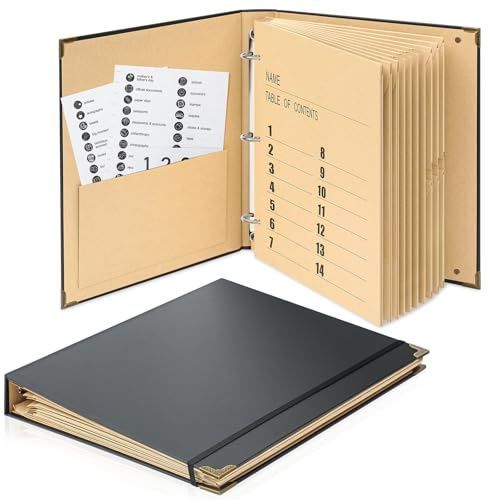 Marspark 3 Ring Important Document Organizer with 14 Pockets, Black