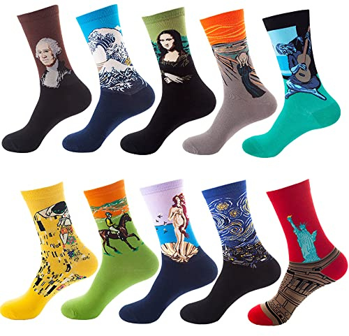 Herrensocken, bunt, flippiges Design, reiche Baumwolle, Anzugsocken für Herren und Damen, 10 Stück, Multicolor-d, Einheitsgröße