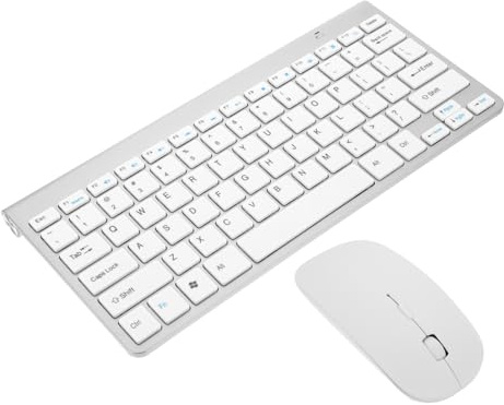 Teclado Inalámbrico y Ratón 2, 4 GHz de 78 Teclas en Plata | Abs, Receptor USB Incluido, Formato Tkl para Viaje de Trabajo y Uso Diario, Combo 1 Juego