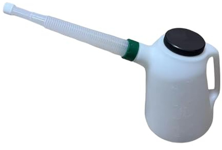 Folpus Recipiente medidor de Aceite con de 5 litros con asa y Tapa. Dispensador de Aceite para Garaje, Motocicleta, Bicicleta, Coche.