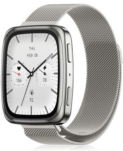 YealRed 20 mm metallarmband kompatibelt med Amazfit Active 2 Square/Active 2/GTR Mini/GTS 4, ventilerande nätarmband med magnetspänne för Amazfit T-Rex 3 Pro 44 mm/Bip 3 Pro (stjärnljus)