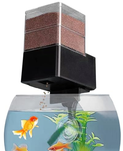 Automatischer Fischfutterautomat für Aquarien - 5-Stufig Intelligenter Einstellbarer Luftdichter Haustierzubehör - Schildkrötenfütterer - Für Aquarium Teich Hamster Fischköder Wels
