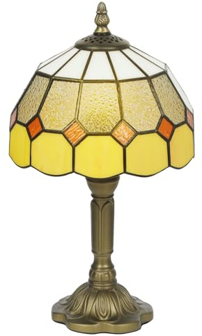 HOMCOM Handmade Stained Glass Table Lamp Tiffany-Style Bedside Lamp Orange