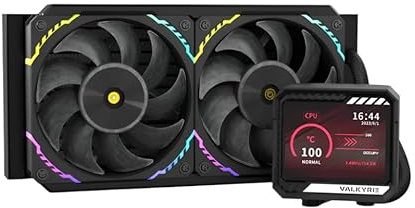 Valkyrie V240 240mm AIO CPU Liquid Cooler – 3.5 LCD Screen 60Hz – 2×120mm ARGB PWM Fans – 250W TDP – AMD AM5, AM4 – INTEL LGA 1851, 1700, 1200/1151 Compatible – Sync Ready | Black