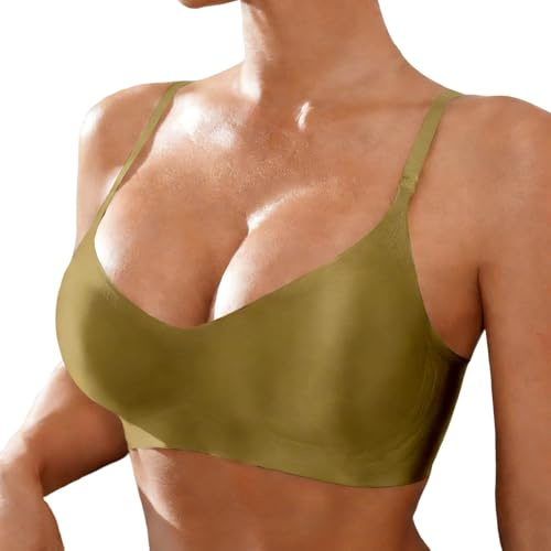 Sujetador sin costuras con tirantes finos ajustables, almohadillas extraíbles para un agarre fácil para cualquier persona, ideal como brasero de camiseta., verde, M