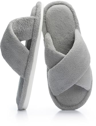 NineCiFun Womens Slippers Cross Band Fleece House Shoes | Wide Fit Ladies Slippers, Soft Coral Fleece Lining, Memory Foam Footbed, Non‑Slip Sole, For Indoor Outdoor Wear