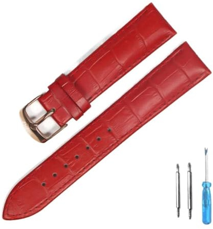 yangfangmei Klockband Läderremmar Klockarmband 12 mm 18 20 22 Klocktillbehör(Red Rose gold,20mm)