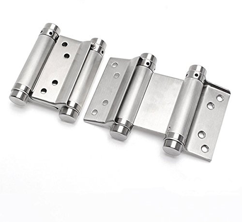 Ranbo charnières de porte double action 125 mm en acier inoxydable 304, fermeture automatique réglable, ouverture 180°, pour portes battantes saloon bar et usage commercial, lot de 2