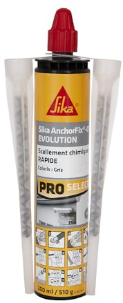 SIKA - Scellement chimique - Sika Anchorfix 01 Evolution Gris - Prise rapide - Int/Ext - Multi-matériaux - Fixation d'objets lourds - Scelle store, volet, portail, chauffe-eau, radiateur - 300ml